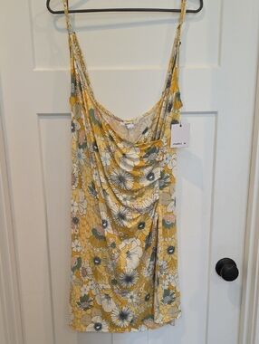 O'Neill Yellow Floral Cowl Neck Slip Dress